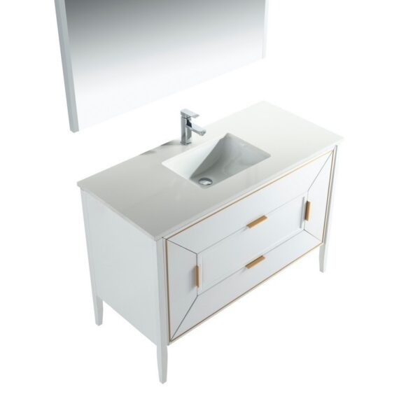 Kubebath KV8848 Vetro 47 1/4 Inch Freestanding Single Sink Bath Vanity with Quartz Counter Top