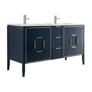 Kubebath KV8860 Vetro 59 1/4 Inch Freestanding Double Sink Bath Vanity with Quartz Counter Top