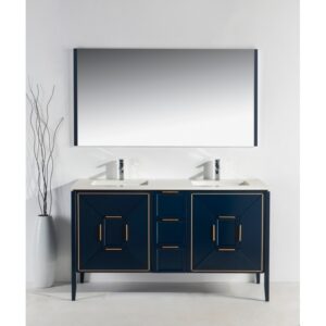 Kubebath KV8860 Vetro 59 1/4 Inch Freestanding Double Sink Bath Vanity with Quartz Counter Top