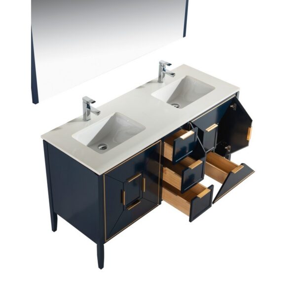 Kubebath KV8860 Vetro 59 1/4 Inch Freestanding Double Sink Bath Vanity with Quartz Counter Top