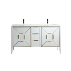 Kubebath KV8860 Vetro 59 1/4 Inch Freestanding Double Sink Bath Vanity with Quartz Counter Top