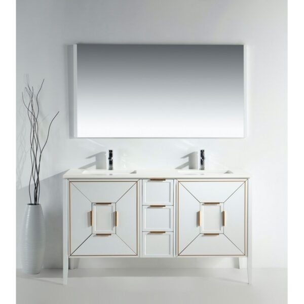 Kubebath KV8860 Vetro 59 1/4 Inch Freestanding Double Sink Bath Vanity with Quartz Counter Top