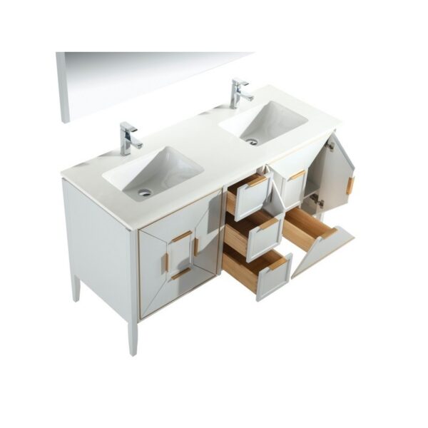 Kubebath KV8860 Vetro 59 1/4 Inch Freestanding Double Sink Bath Vanity with Quartz Counter Top