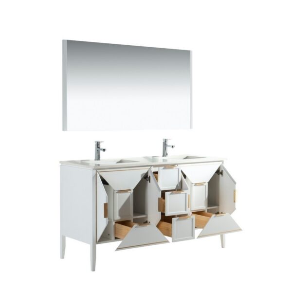 Kubebath KV8860 Vetro 59 1/4 Inch Freestanding Double Sink Bath Vanity with Quartz Counter Top