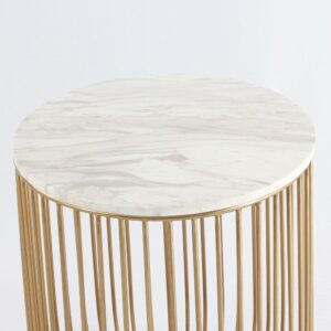 GFURN Mie Side Table - Carrara Marble Top & Gold Base