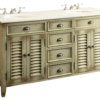 Chans Furniture CF-88324W-60 Abbeville 60 Inch Distressed Beige Bathroom Double Sink Vanity