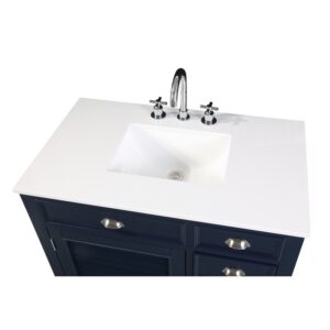 Chans Furniture NB-6685QT 36 Inches Benton Collection Zapata Shutter Blind Bathroom Vanity In Navy Blue