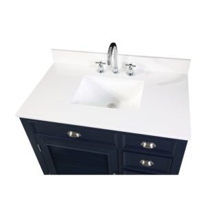 Chans Furniture NB-6685QT 36 Inches Benton Collection Zapata Shutter Blind Bathroom Vanity In Navy Blue