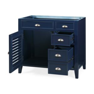 Chans Furniture NB-6685QT 36 Inches Benton Collection Zapata Shutter Blind Bathroom Vanity In Navy Blue