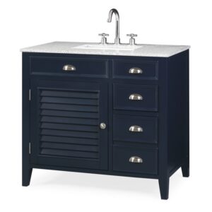 Chans Furniture NB-6685QT 36 Inches Benton Collection Zapata Shutter Blind Bathroom Vanity In Navy Blue