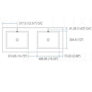 Kubebath BSL60D Sink Countertop with Integrated Basin for Bliss 60 Vanities