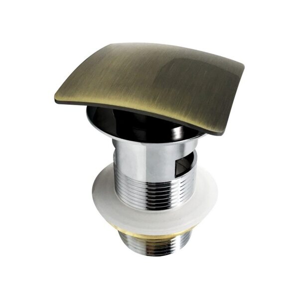 Kubebath P102-BRZ Solid Brass Square Pop-Up Drain WITH Overflow in Gold Bronze