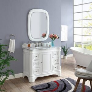 Chans Furniture Q1044W-RA Sesto 42 Inch Bathroom Vanity with Carrara Marble Top - White