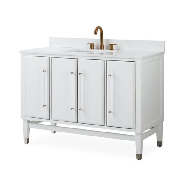 Chans Furniture Q164WT-48QT Bertone 48 Inch Bathroom Sink Vanity - White