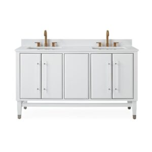 Chans Furniture Q164WT-60QT Bertone 60 Inch Bathroom Double Sink Vanity - White