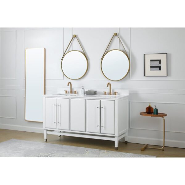 Chans Furniture Q164WT-60QT Bertone 60 Inch Bathroom Double Sink Vanity - White