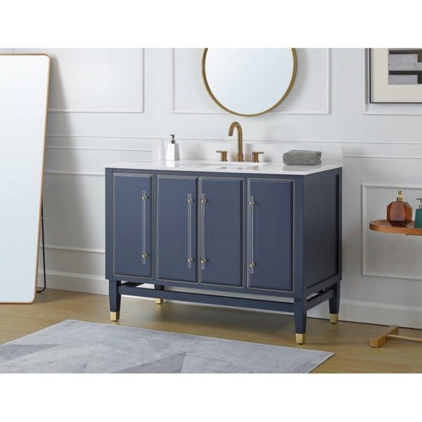 Chans Furniture Q169NB-48QT Bertone 48 Inch Bathroom Sink Vanity - Navy Blue