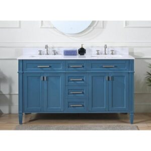 Chans Furniture QT-1808-D60TB Durand 60 Inch Bathroom Double Sink Vanity - Teal Blue