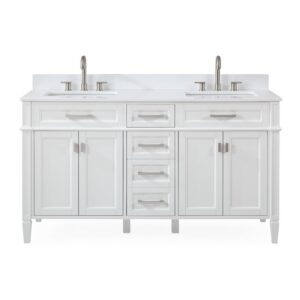 Chans Furniture GD-1808-D60W 60 Inches Tennant Brand Durand Modern Double Sink Bathroom Vanity In White