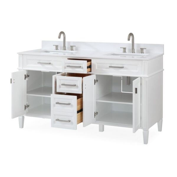 Chans Furniture GD-1808-D60W 60 Inches Tennant Brand Durand Modern Double Sink Bathroom Vanity In White