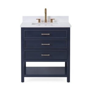 Chans Furniture QT-7206-NB30 30 Inches Tennant Brand Color Finish Single Sink Bathroom Vanity In Navy Blue