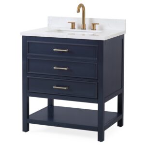 Chans Furniture QT-7206-NB30 30 Inches Tennant Brand Color Finish Single Sink Bathroom Vanity In Navy Blue