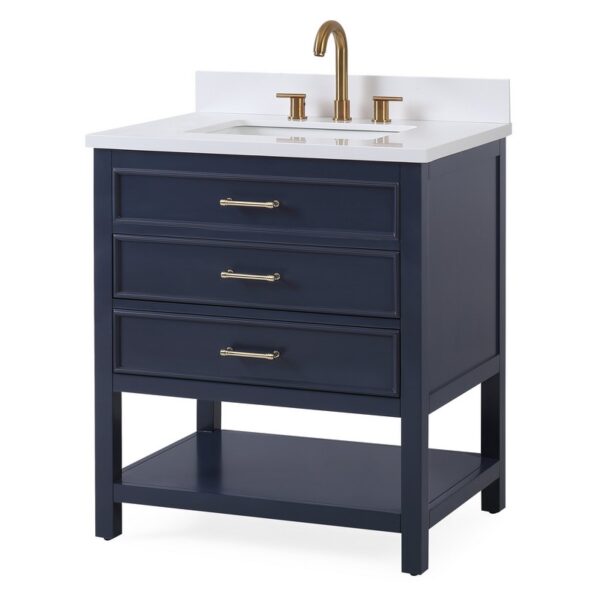 Chans Furniture QT-7206-NB30 30 Inches Tennant Brand Color Finish Single Sink Bathroom Vanity In Navy Blue