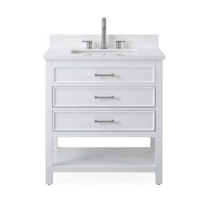 Chans Furniture QT-7206-W30 30 Inches Tennant Brand Single Sink Bathroom Vanity In White Finish