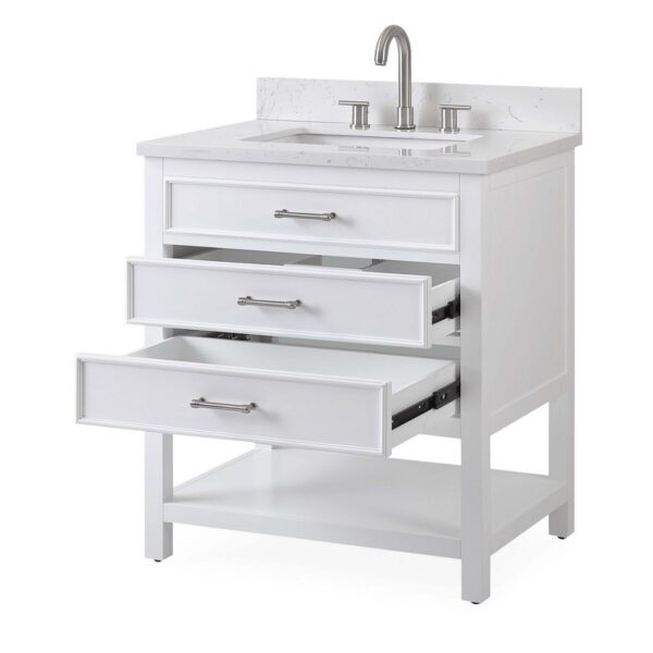 Chans Furniture QT-7206-W30 30 Inches Tennant Brand Single Sink Bathroom Vanity In White Finish