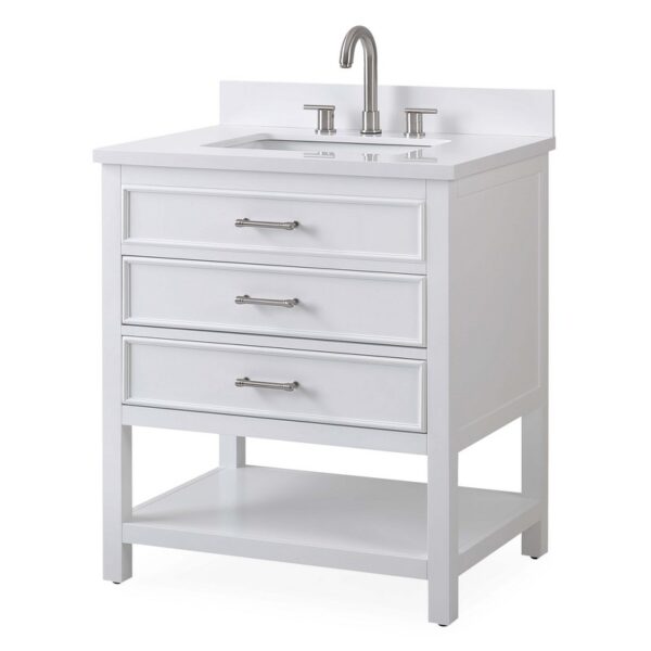 Chans Furniture QT-7206-W30 30 Inches Tennant Brand Single Sink Bathroom Vanity In White Finish