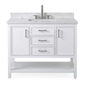 Chans Furniture QT-7220-W42 42 Inches Tennant Brand Single Sink Bathroom Vanity In White Finish