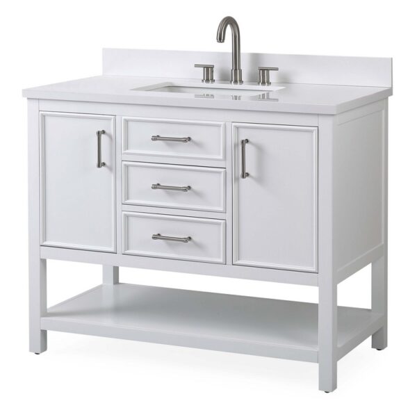 Chans Furniture QT-7220-W42 42 Inches Tennant Brand Single Sink Bathroom Vanity In White Finish