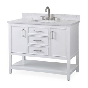 Chans Furniture QT-7220-W42 42 Inches Tennant Brand Single Sink Bathroom Vanity In White Finish