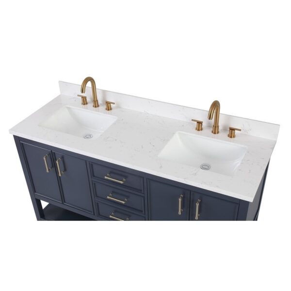 Chans Furniture GD-7330-NB60QT 60 Inches Tennant Brand Color Finish Double Sink Bathroom Vanity In Navy Blue