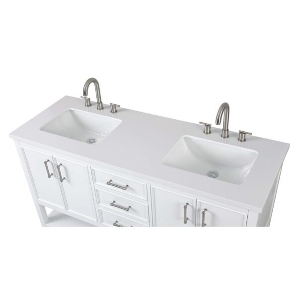 Chans Furniture FW-7330-W60QT 60 Inches Tennant Brand Double Sink Bathroom Vanity In White Finish