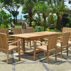 Anderson Bahama Stackable Sahara 9-Pieces Rectangular Dining Set B