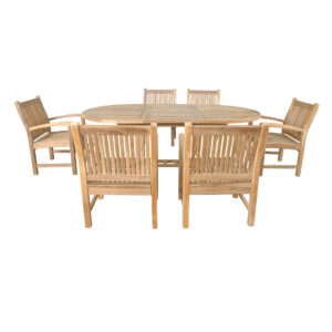 Anderson Bahama Sahara Armchair 7-Pieces 87" Oval Dining Set