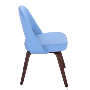 GFURN Sienna Executive Side Chair - Light Blue Fabric & Walnut Legs