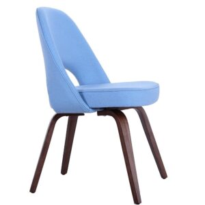 GFURN Sienna Executive Side Chair - Light Blue Fabric & Walnut Legs