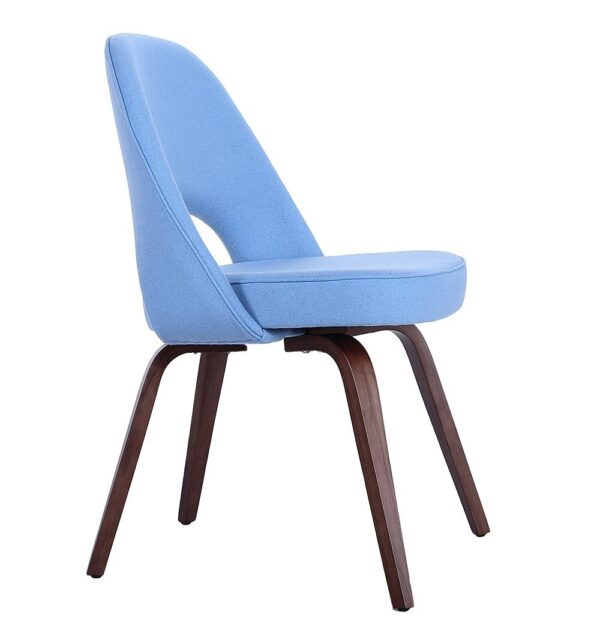 GFURN Sienna Executive Side Chair - Light Blue Fabric & Walnut Legs