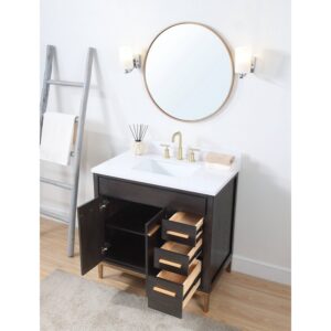 Chans Furniture TB-9838DK-V36 36 Inch Tennant Brand Modern Style Beatrice Bathroom Sink Vanity in Wenge