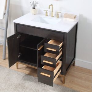 Chans Furniture TB-9838DK-V36 36 Inch Tennant Brand Modern Style Beatrice Bathroom Sink Vanity in Wenge