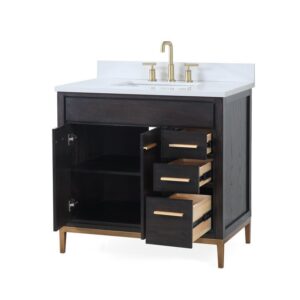 Chans Furniture TB-9838DK-V36 36 Inch Tennant Brand Modern Style Beatrice Bathroom Sink Vanity in Wenge