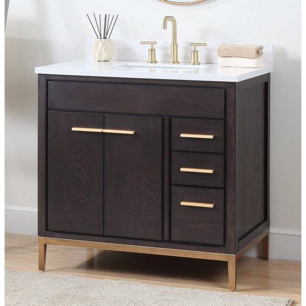 Chans Furniture TB-9838DK-V36 36 Inch Tennant Brand Modern Style Beatrice Bathroom Sink Vanity in Wenge