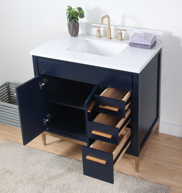 Chans Furniture TB-9888NB-V36 36 Inch Beatrice Bathroom Sink Vanity in Navy Blue