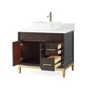 Chans Furniture TB-9936DK-36QT 36 Inches Tennant Brand Modern Style With Beatrice Vessel Single Sink Bathroom Vanity