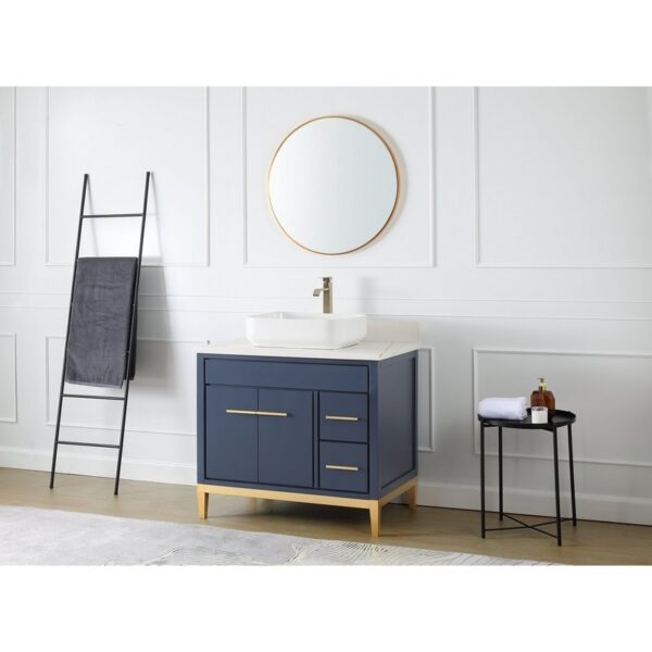 Chans Furniture TB-9936NB-36U 36 Inches Tennant Brand Modern Style With Beatrice Vessel Single Sink Bathroom Vanity In Navy Blue