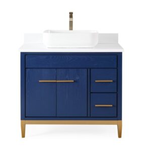 Chans Furniture TB-9936VB-36QT 36 Inches Tennant Brand Modern Style With Beatrice Vessel Single Sink Bathroom Vanity In Blue