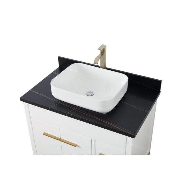 Chans Furniture TB-9936WT-36BK 36 Inches Tennant Brand Modern Style With Beatrice Vessel Single Sink Bathroom Vanity In White