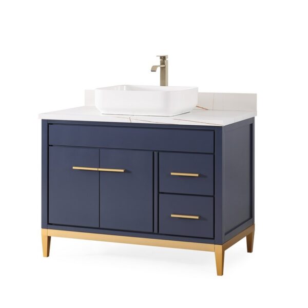 Chans Furniture TB-9942NB-42U 42 Inches Tennant Brand Modern Style With Beatrice Vessel Single Sink Bathroom Vanity In Navy Blue